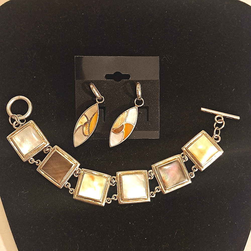 925 reversible bracelet and earrings
